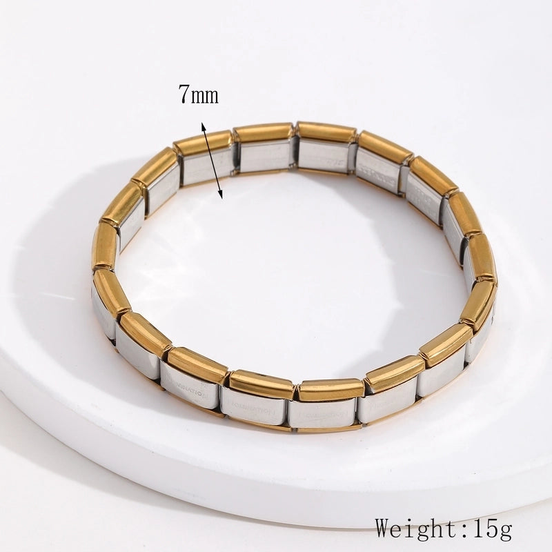 Minimalist Streetwear Solid Color 201 Stainless Steel 18K Gold Plated Italian Charm Bracelets In Bulk