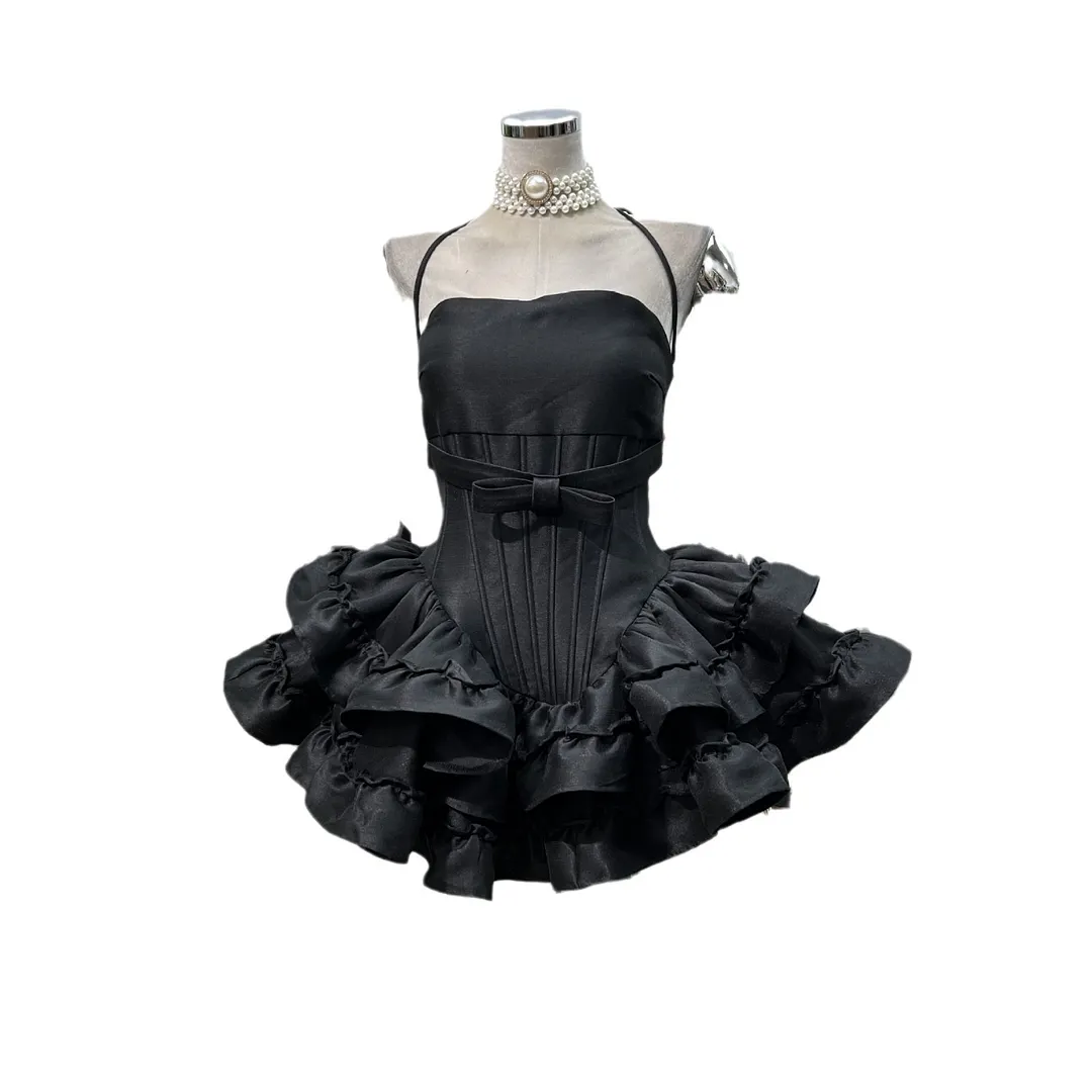 Brownm Girl Sweet Ponbo Cake Take Take Dress With Same-Color Pumpkin Shorts Strap To Repair Birthday Party