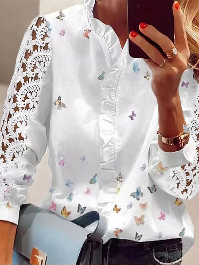Women Similar Paneled Long Sleeve Casual Print Shirt socialshop