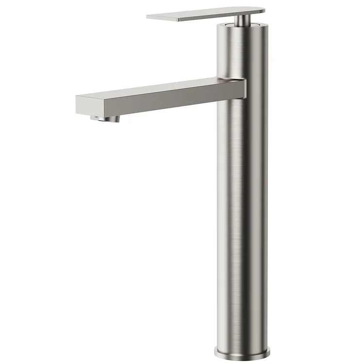 EVERSTEIN Elegant Bathroom Vessel Sink Faucet in Brushed Nickel, 12" H