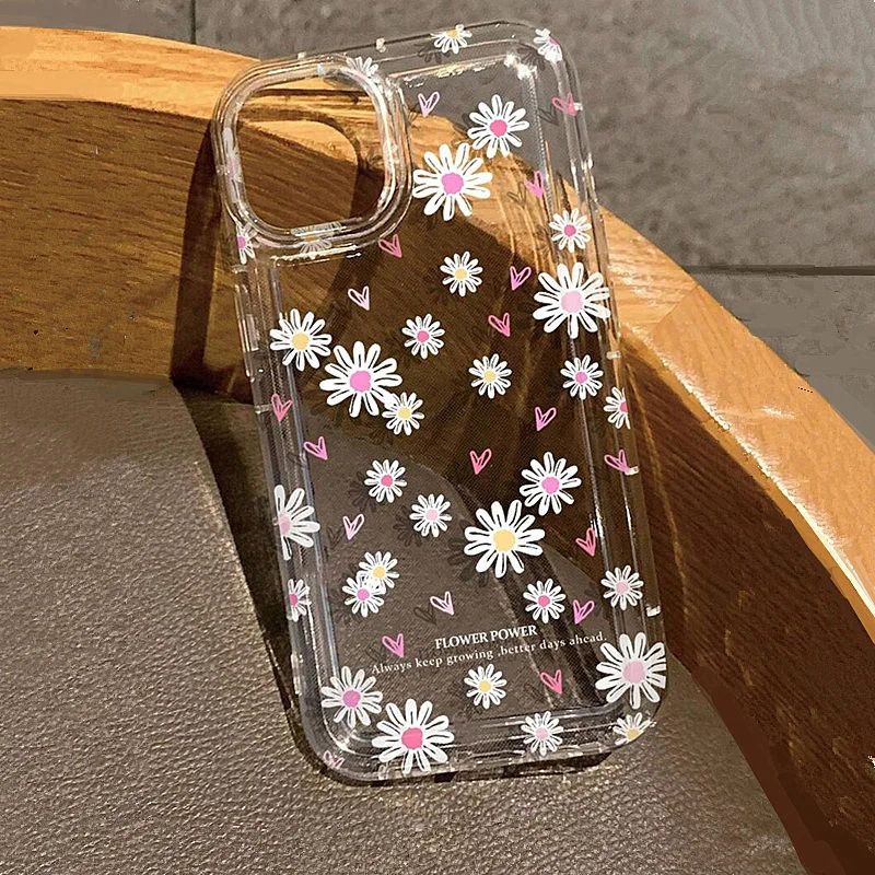 Aonga Ins Cute Cartoon Flowers Heart Print Clear Phone Case for Xiaomi POCO X3 Pro Mi 14 13T 12T 11T 13 12 11 Lite 5G NE Soft Cover aonga