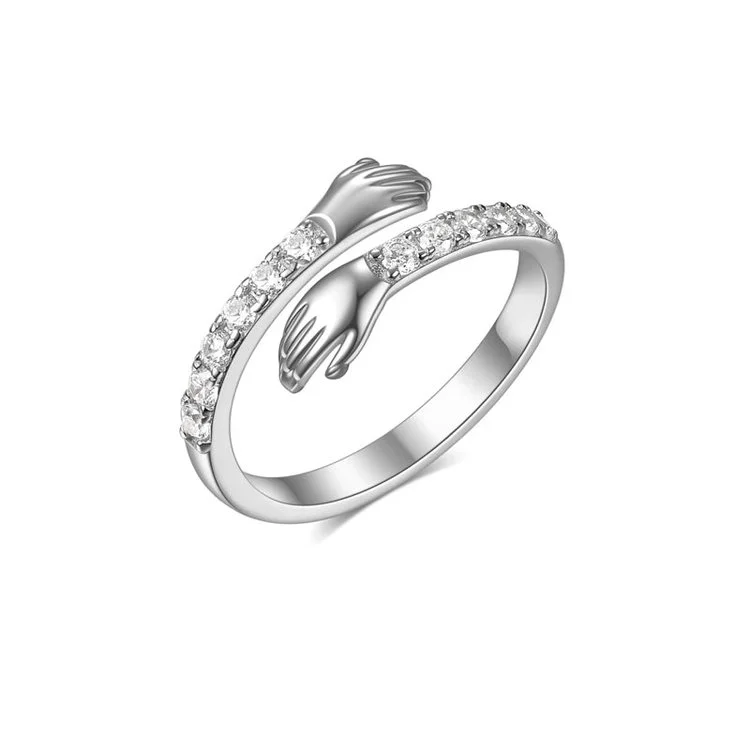 S925 Live Fully Love Freely Give Hug always Sterling Silver Hug Ring