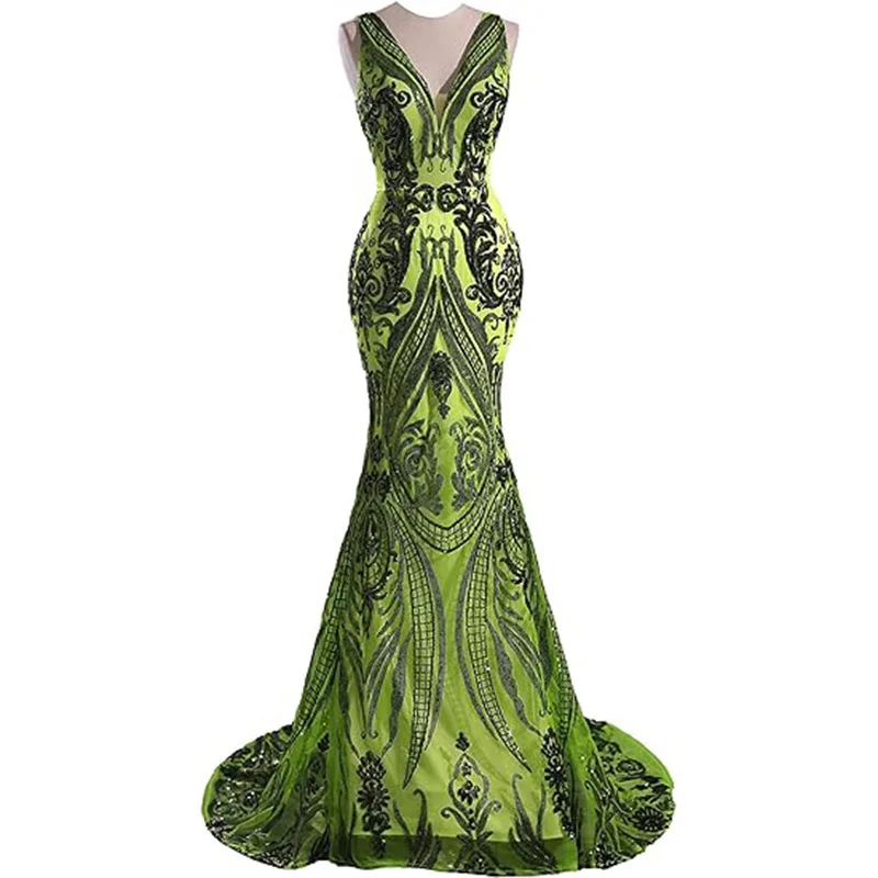 Uveng Uveng New Annual Evening Dress Sleeveless Sexy V-Neck Dress Party Prom