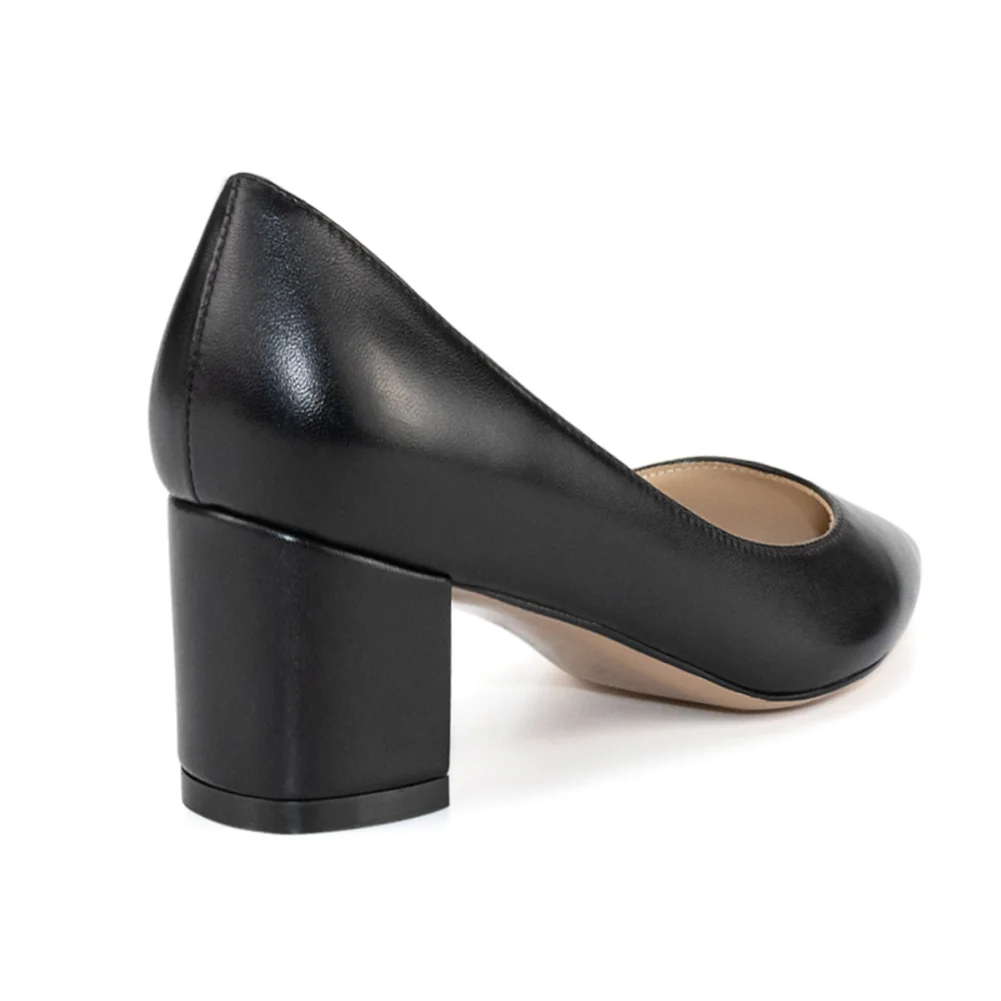 65mm Women Chunky Heels Comfortable Middle Block Heel Pumps-MERUMOTE