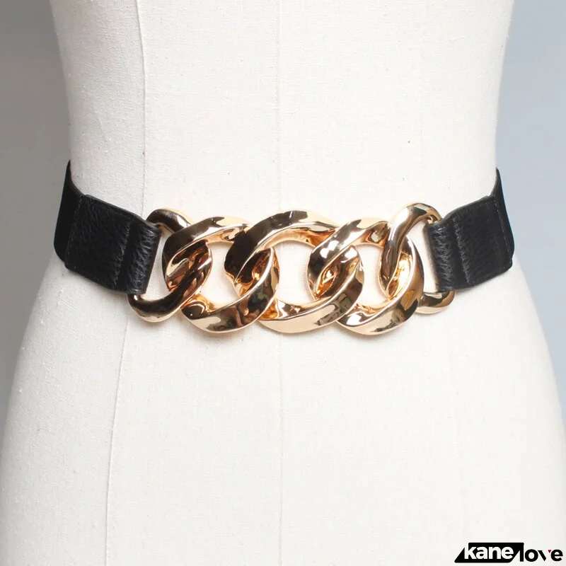 Women's Cotton Buckle Stretch Solid Pattern Cummerbund Belts