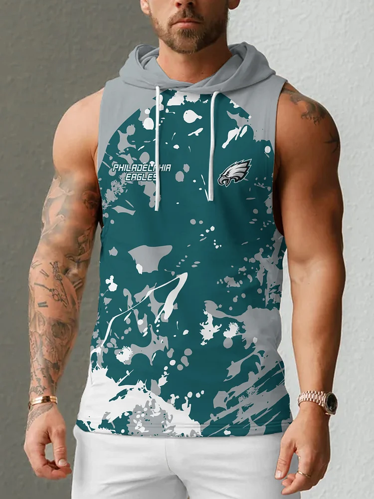 Philadelphia Eagles Men's  Casual Comfy Sleeveless Hooded Tank Top