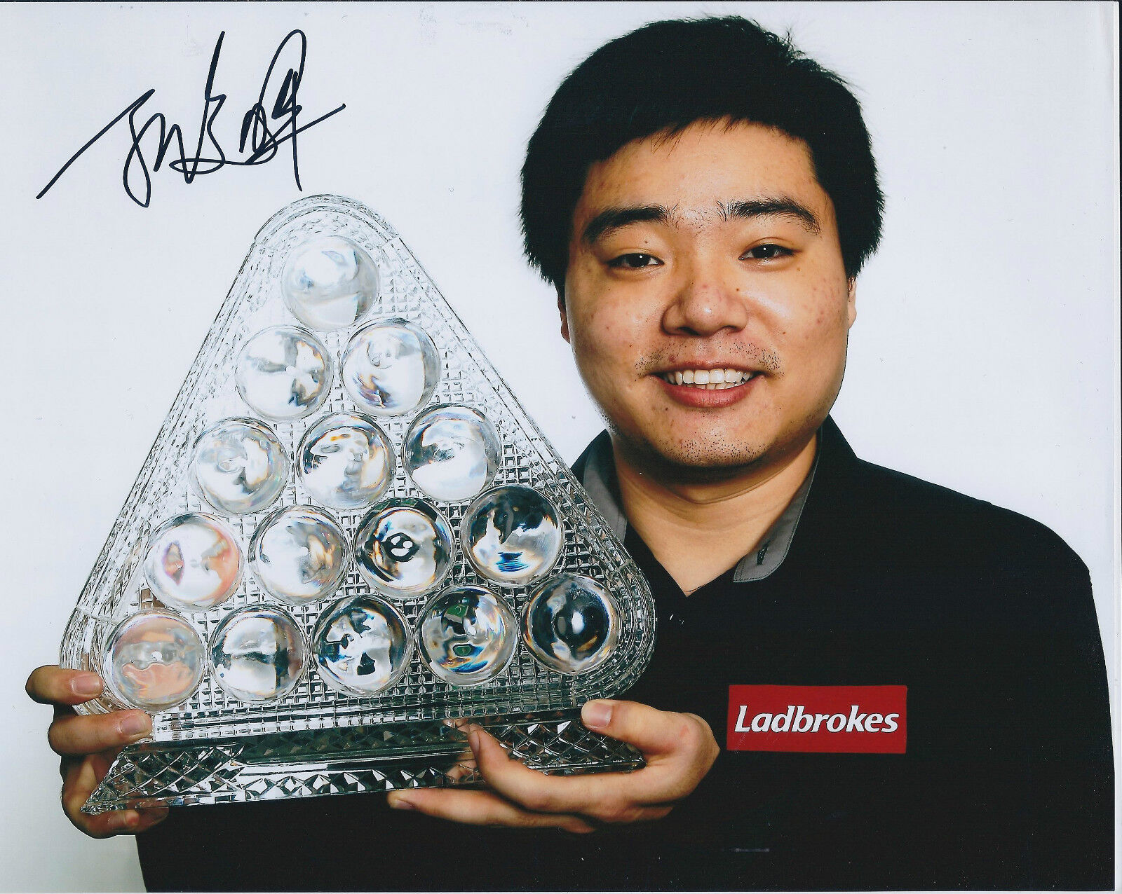 Ding JUNHUI 丁俊晖 AUTOGRAPH 10x8 Signed Photo Poster painting AFTAL COA SNOOKER MASTERS Winner