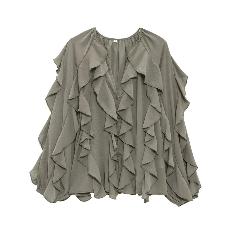 Nigikala Nigikala Spring 2025 New Long Fashion Loose Design Niche Laminated Shirt Top 4786063