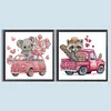 2Pack Pink Car Animals-Crystal Rhinestone Diamond Painting(30x30cm)