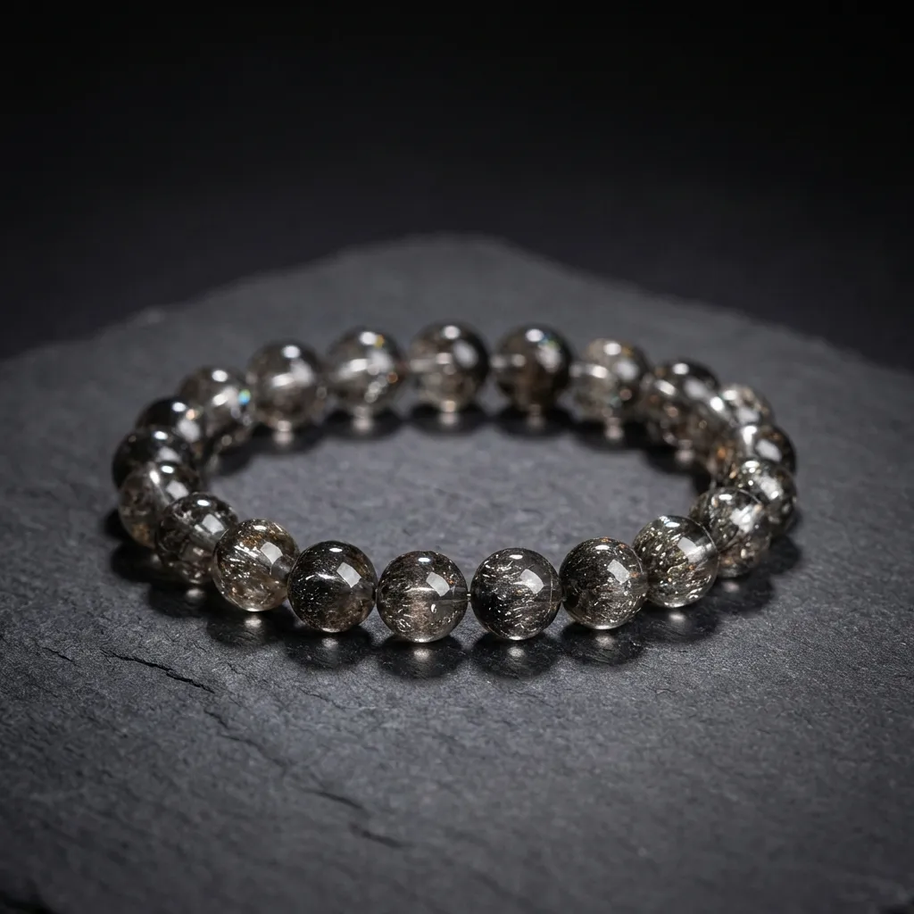Midnight Cornucopia: Blackcurrant Super Seven Mica Bracelet Collection Grade &mdash; 8mm (Delicate)
