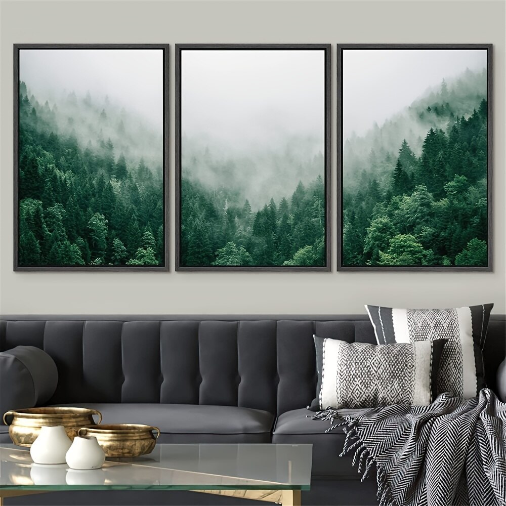 3pcs Aesthetic Canvas Paintings, Mountain Range Natural Scenery Wall Art Poster Living Room Home Wall Decor No Frame