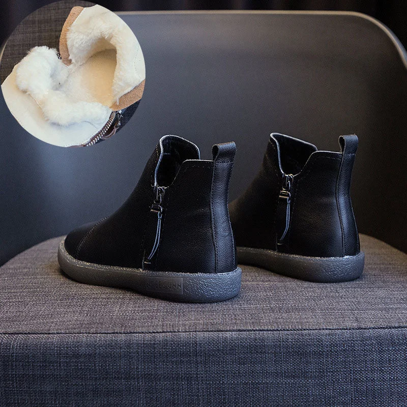 Fujin Spring Genuine Leather Cow Women Ankle Boots Waterproof Slip on Super Comfortable Booties Autumn Winter Shoes Non Slip