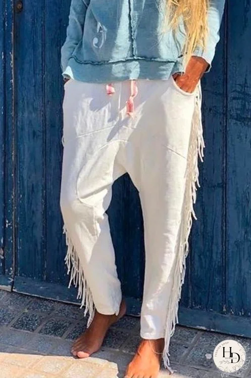 Meridress Tassel Fringes Harem Pants