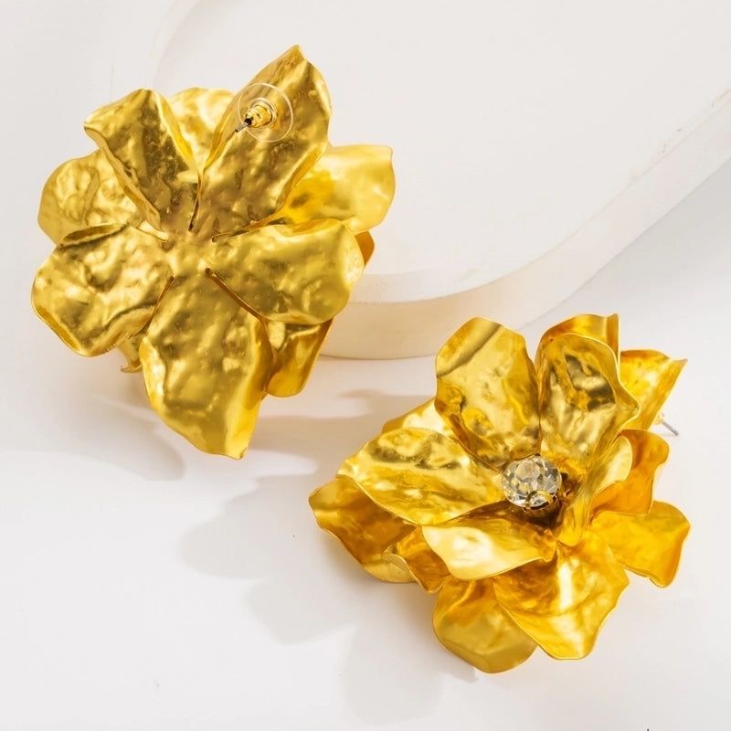 1 Pair Casual Vacation Flower Inlay Alloy Rhinestones Gold Plated Silver Plated Ear Studs