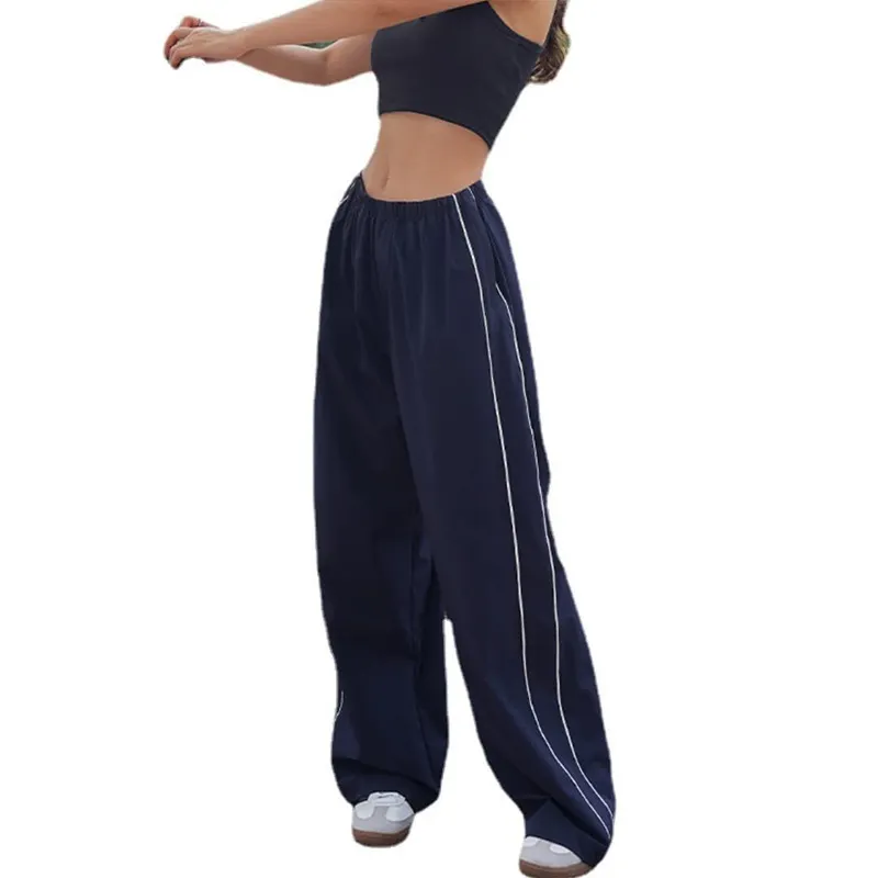 Uveng Uveng New Fashion Personality On Both Sides Of The Draw Rope Casual Loose Waist Multi-Color Trousers
