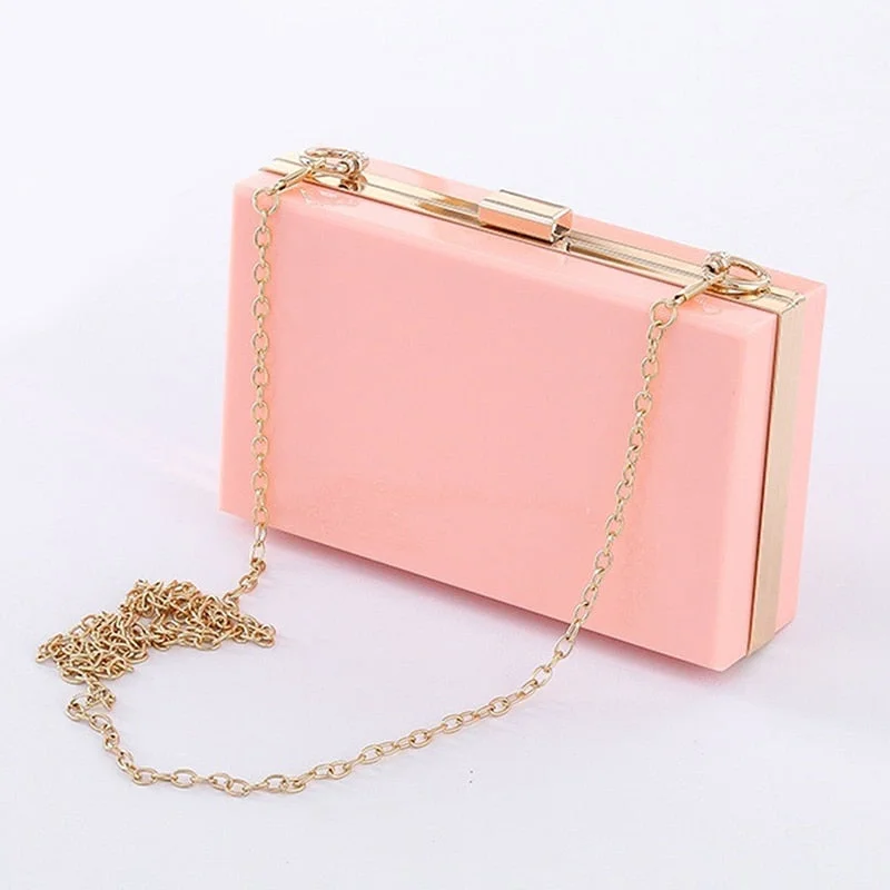 Transparent Ladies Bag 2021 Acrylic Color Box Brand Ladies Evening Dress Portable Messenger Bag Wedding Female Clutch Bag