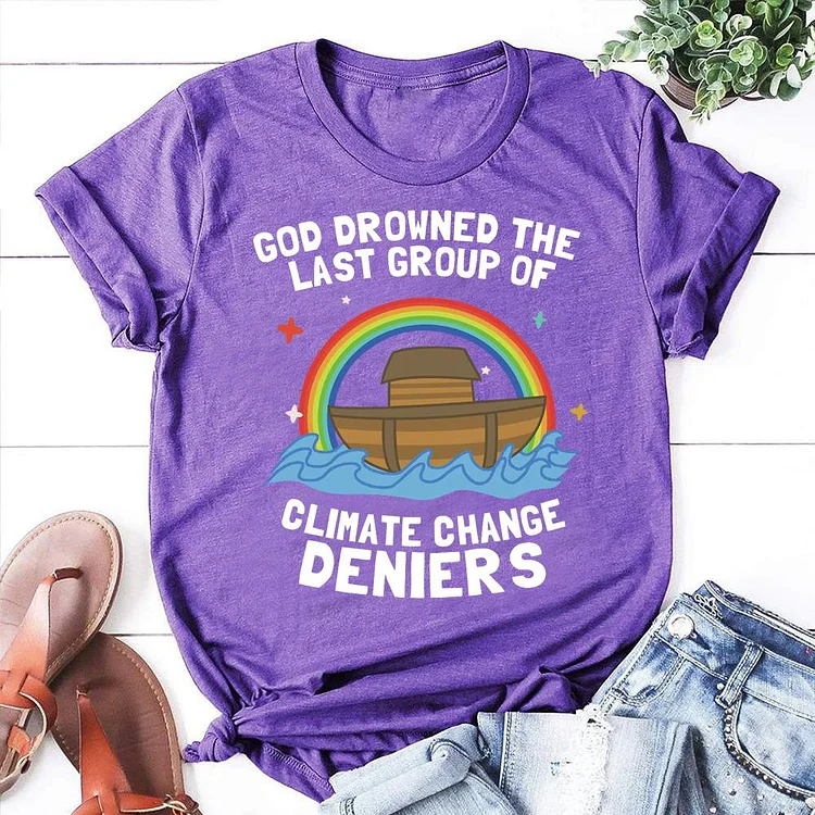 God Drowned Last Group Of Climate Change Deniers Essential T-shirt Tee-07054-Annaletters
