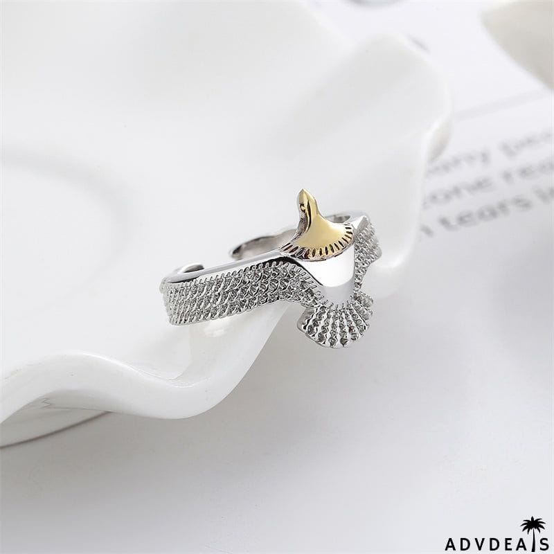 Unisex Old Fashion Eagle Shape Ins Simple Plating Rings