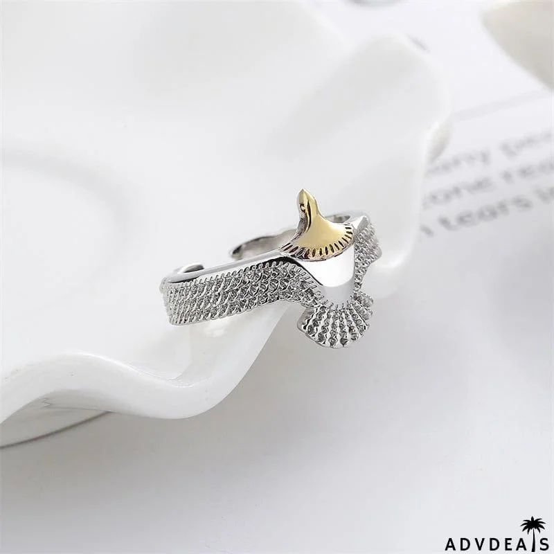 Unisex Old Fashion Eagle Shape Ins Simple Plating Rings