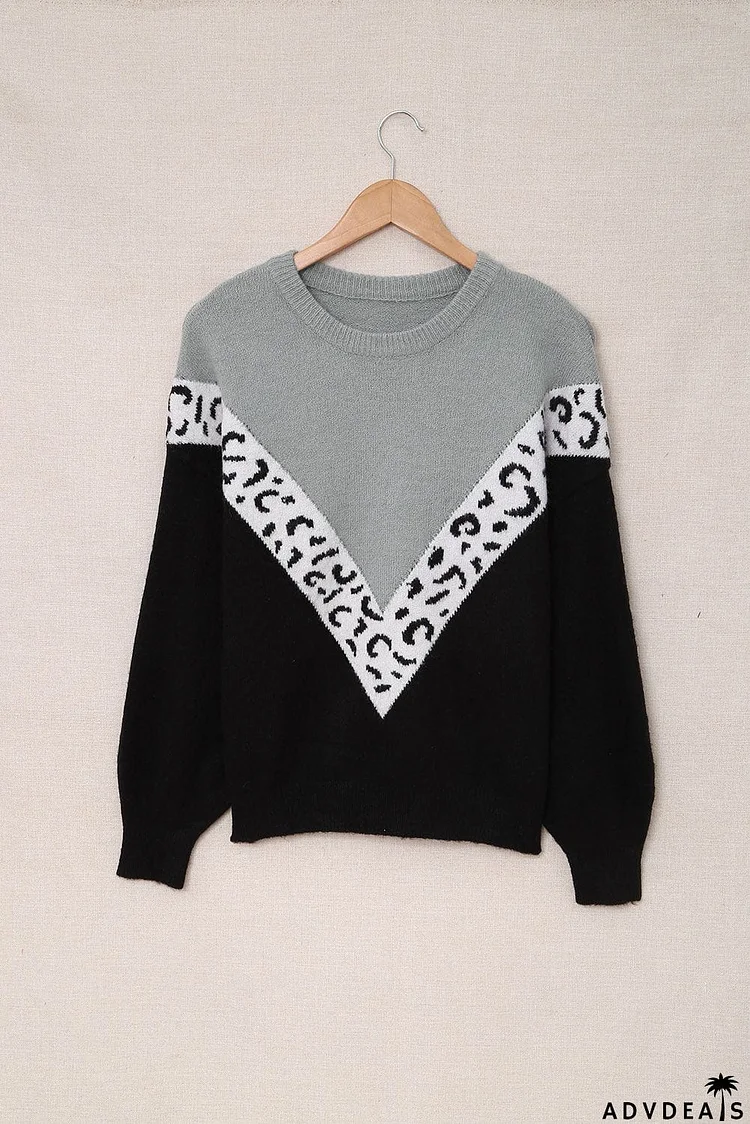 Black Colorblock Chevron Sweater