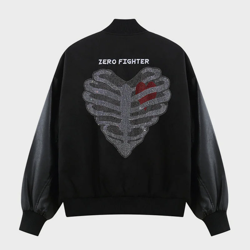 "ZERO FIGHTER" Demon Heart Skull Jacket
