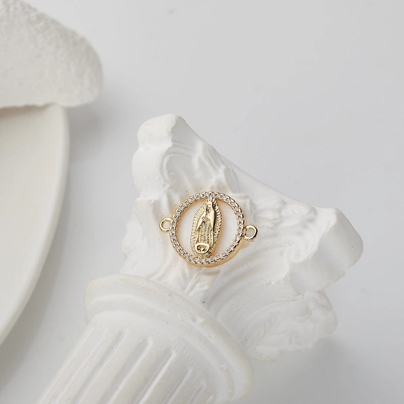 1 Piece Copper White Shell Zircon Round Pendant