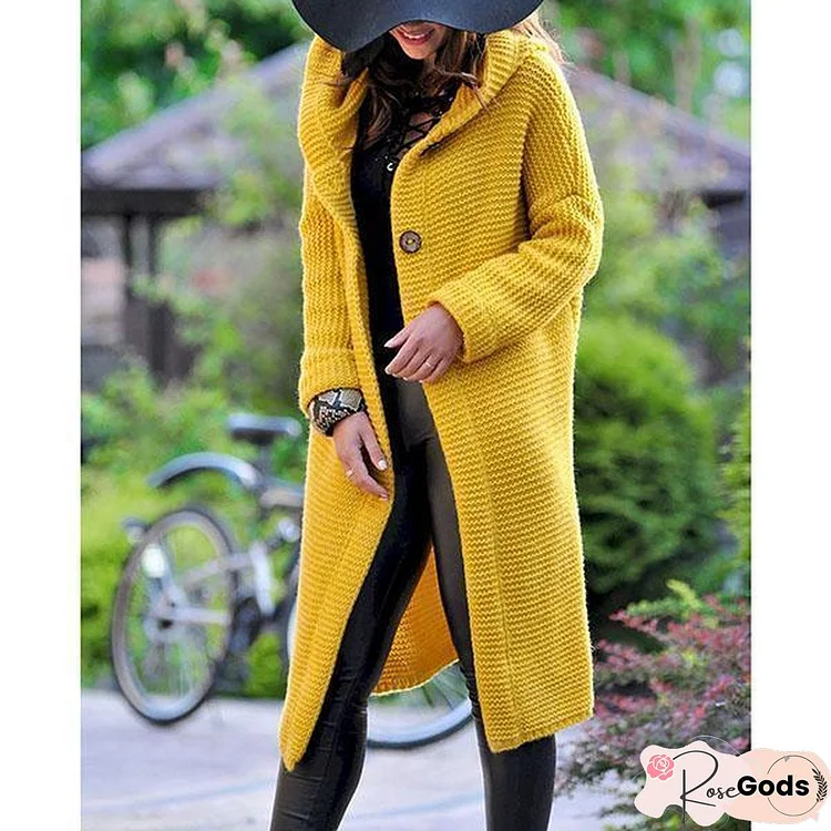 Casual Solid Color Long-Sleeve Knitting Coats