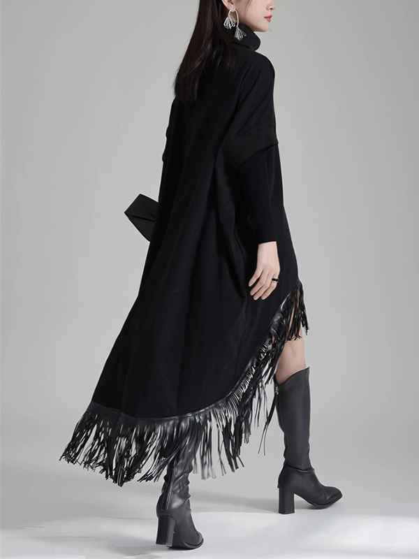 Irregular Tasselled Loose Midi Dress