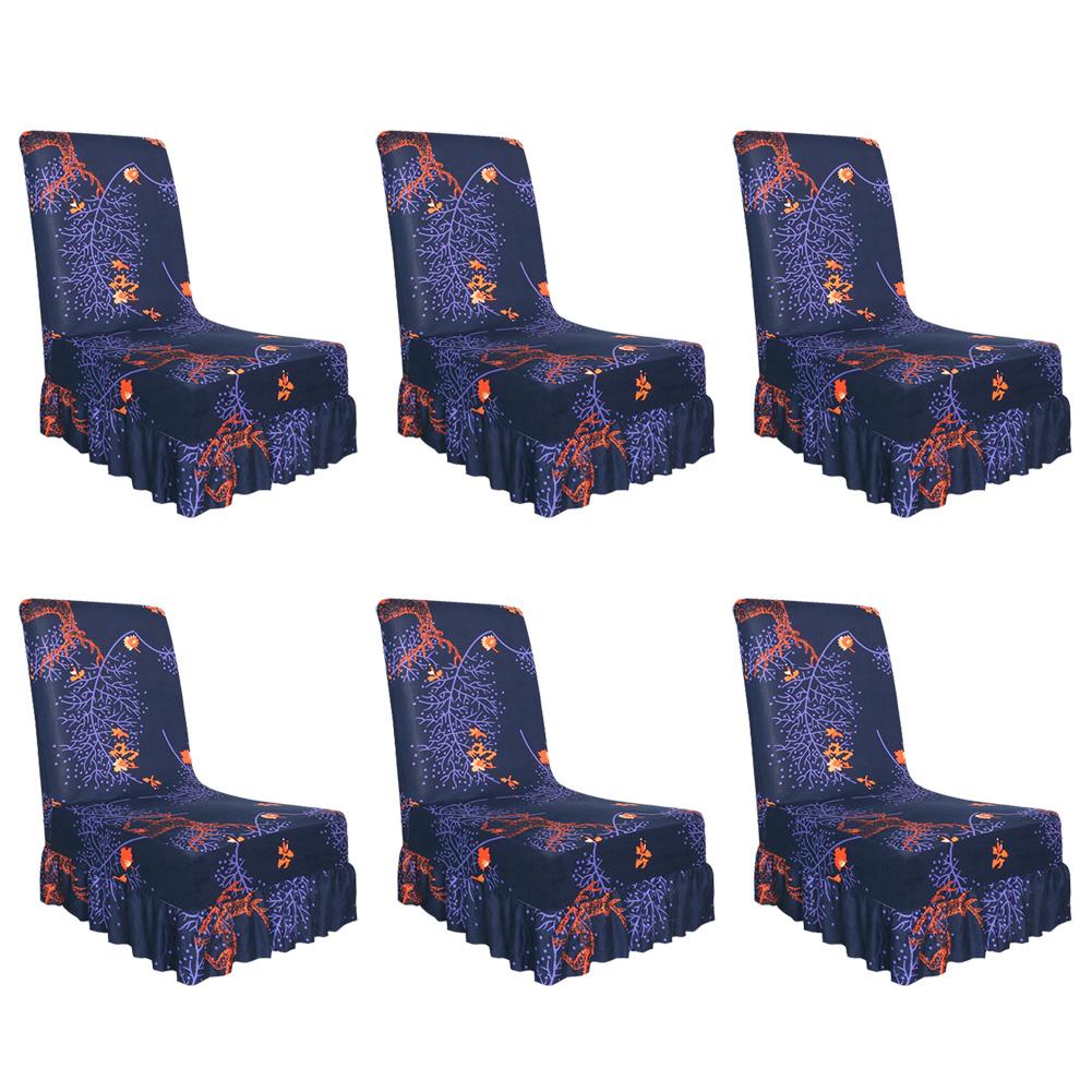 

Dark Blue Chair Cover Elastic Thin Seat Case with Ruffled Hem (6pcs, 501 Original