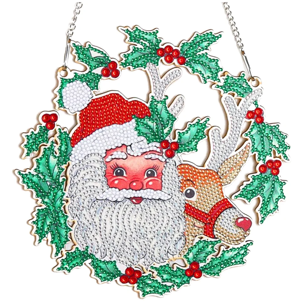 DIY Diamond Painting Art Hanging Wreath - Santa