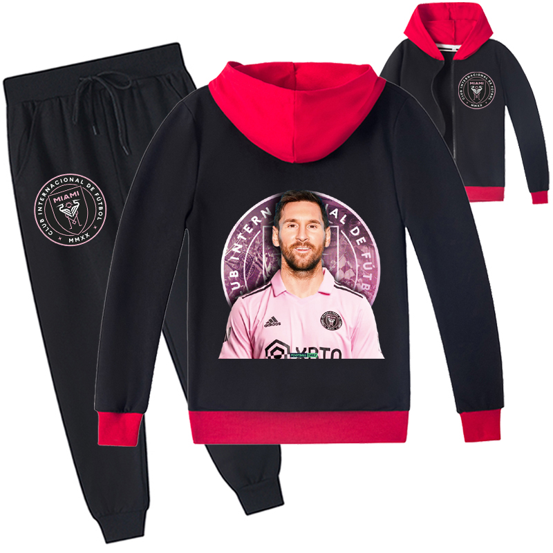 Mayoulove Messi Zip-Up Set for Kids - Stylish Sportswear for Boys  Girls, Perfect for Young Soccer Fans-Mayoulove