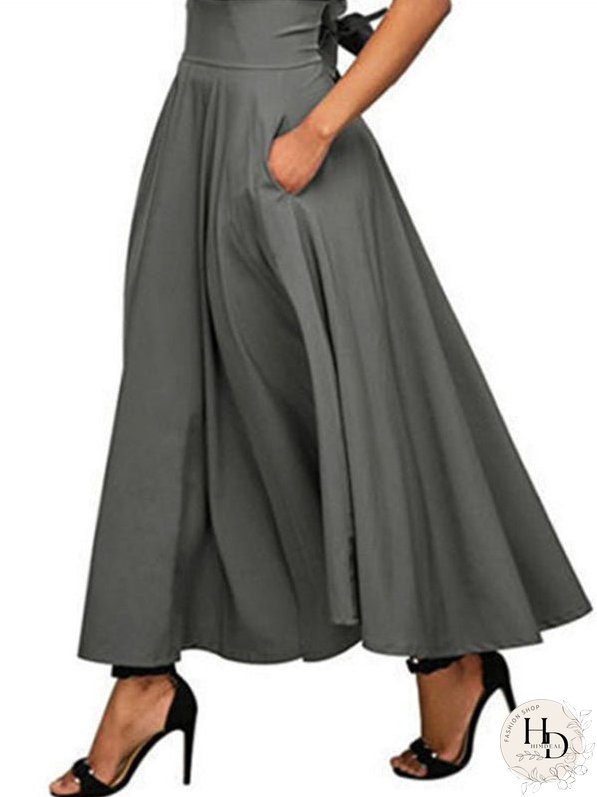 Dresses Solid Color Waist Strap Midi Dress for Women