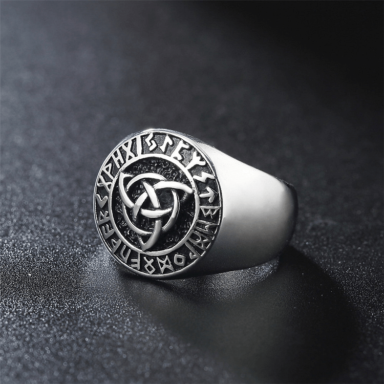Coutureaura Simple Rune And Celtic Knot Chunky Ring