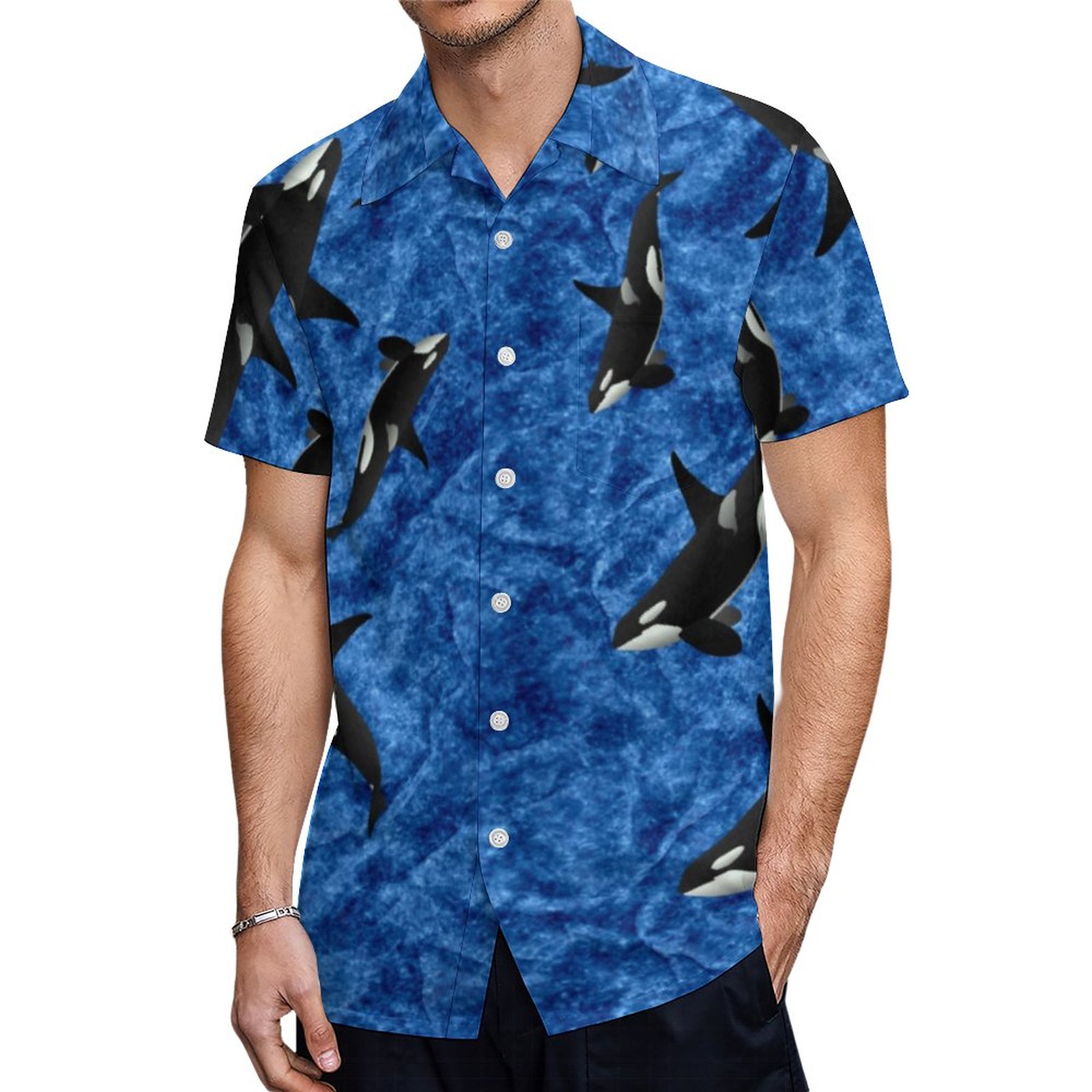 Orca Wild Killer Whale Hawaiian Shirt Mens Button Down Plus Size Tropical Hawaii Beach Shirts
