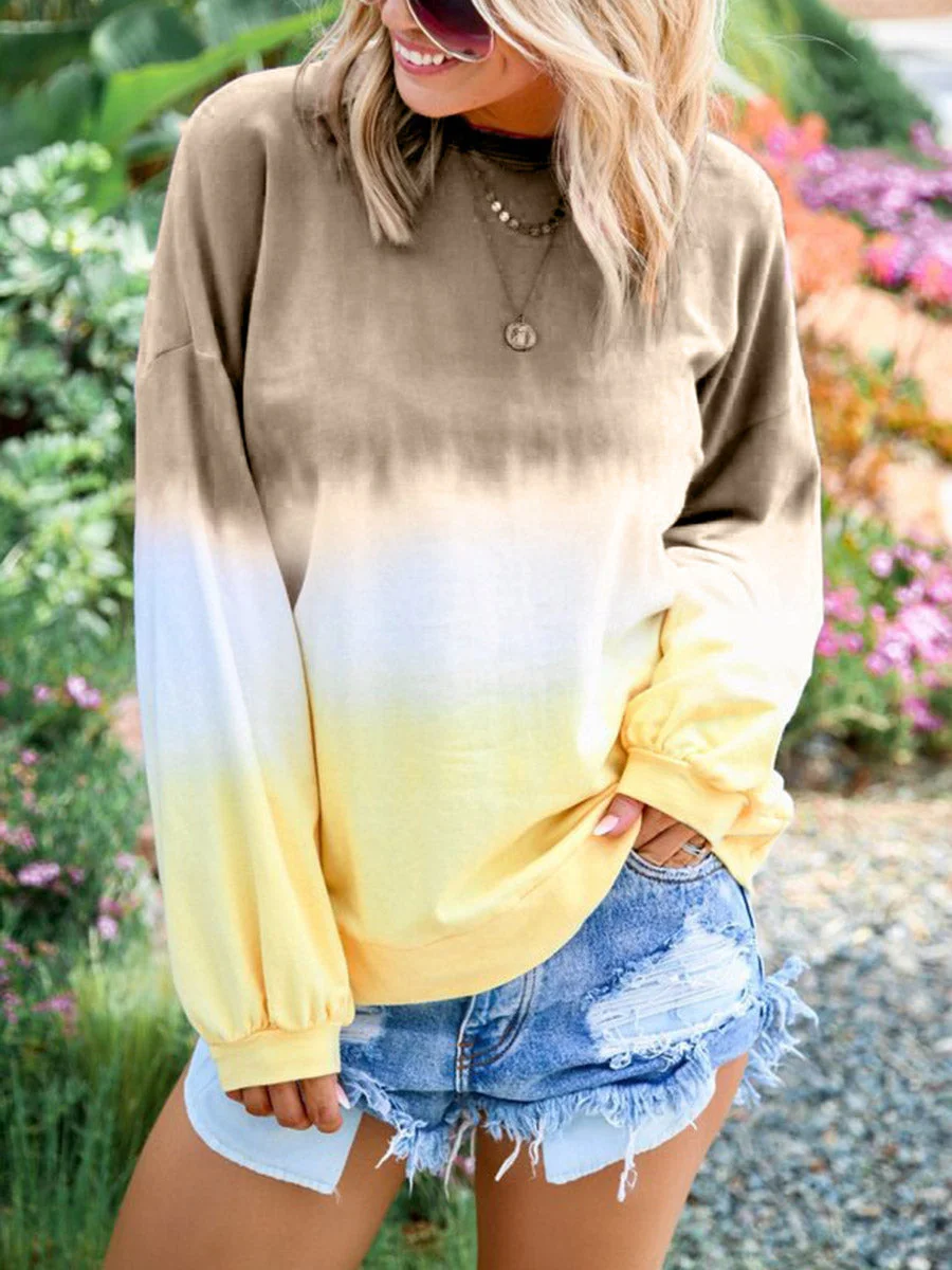 Round Neck  Long Sleeves Printed Sweatshirt