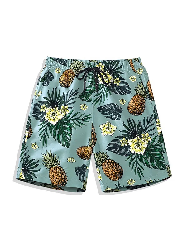 Pineapples Print On Men's Swim Trunks