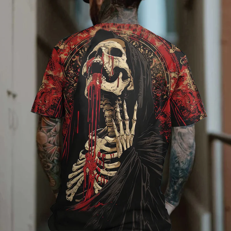 Bloody Skull Printed Men's T-Shirt -  