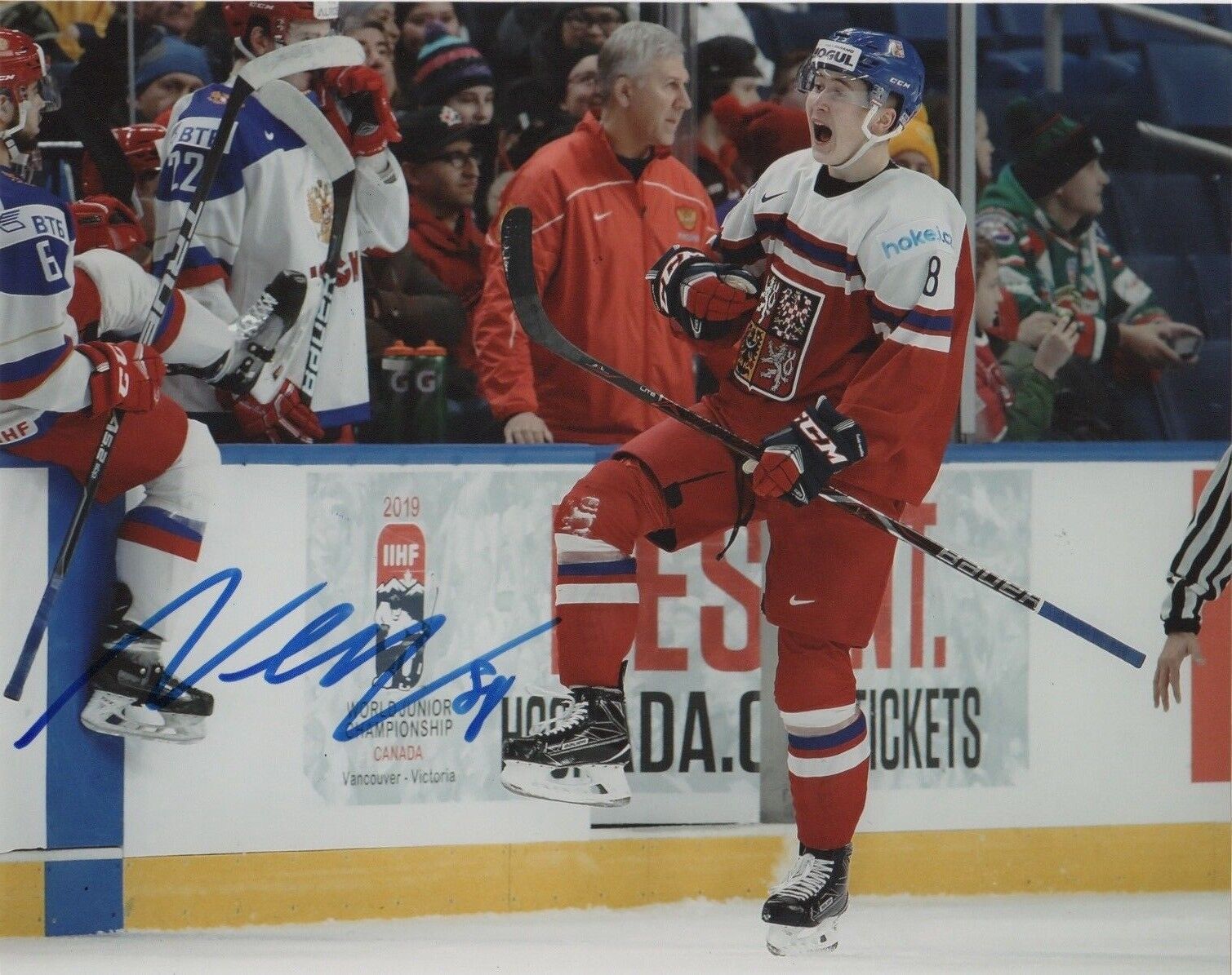 Czech Martin Necas Signed Autographed 8x10 IIHF Photo Poster painting COA #2