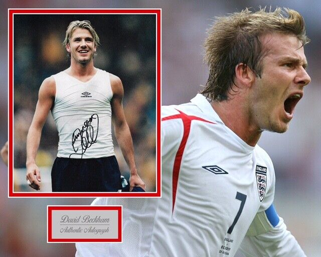 DAVID BECKHAM SIGNED ENGLAND Photo Poster painting MOUNT UACC REG 242 ALSO ACOA CERTIFIED