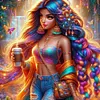 Diamond Painting -DIY Round Drill Girl(40x40cm)