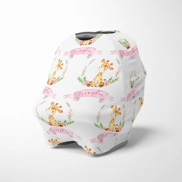 Personalized Giraffe Baby Car Seat Canopy| Canopyl139