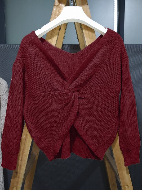 Urban Solid Color Backless Split-Joint Sweater