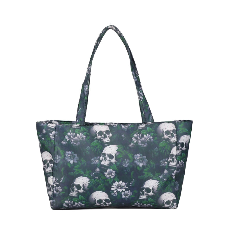 Halloween Women’s Flower Skull Streetwear Square Zipper Shoulder Bag Underarm Bag
