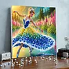 Jumping Girl DIY set de peinture perl&eacute;e en forme sp&eacute;ciale avec cadre 25x25cm cadeau