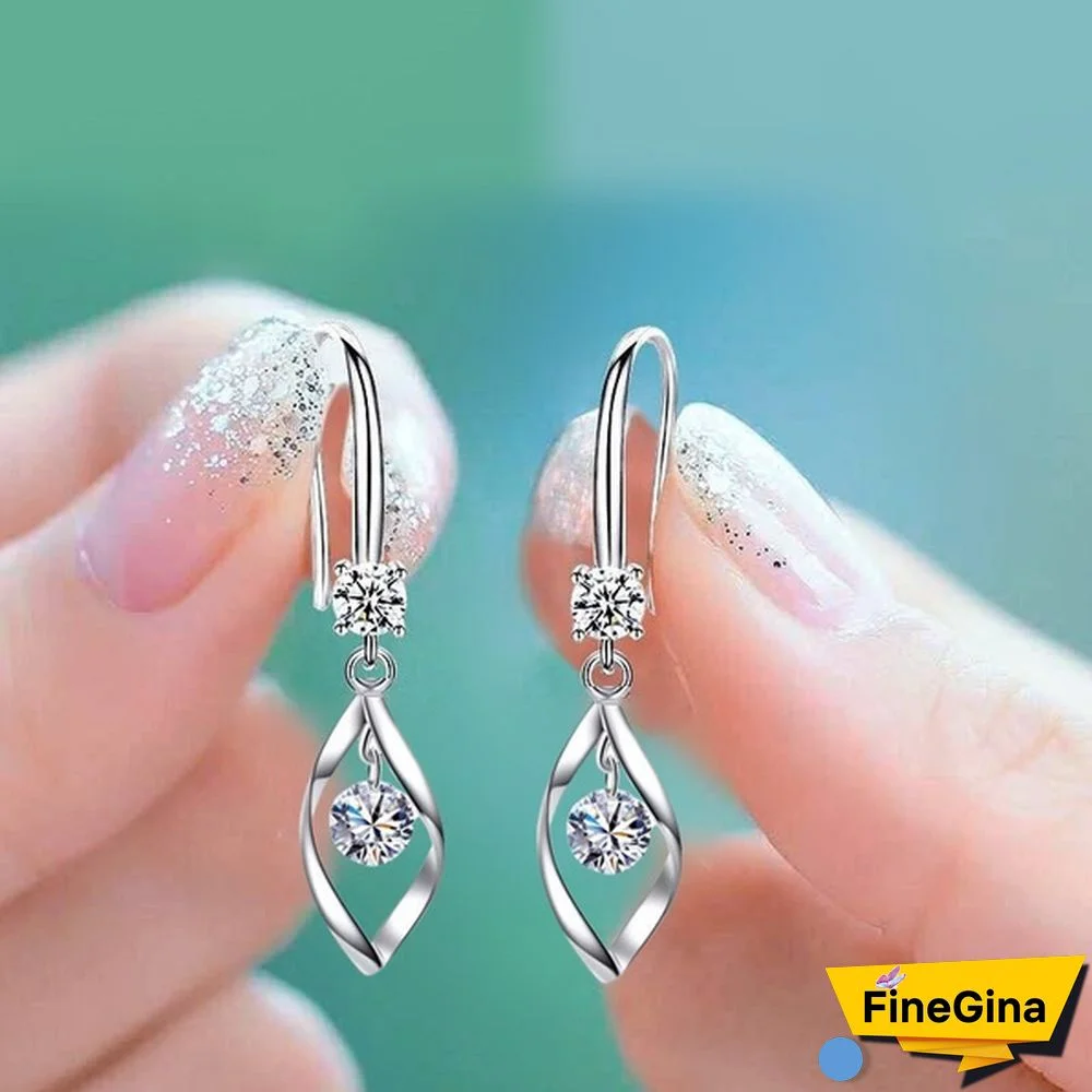 New Fashion 925 Silver Earrings Female Zircon Rotary Tassel Earrings Gift Jewellery For Women Girl