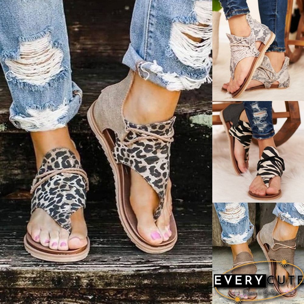Spring and Summer Women's Fashion Casual Roman Flat Back Zipper Women Sandals
