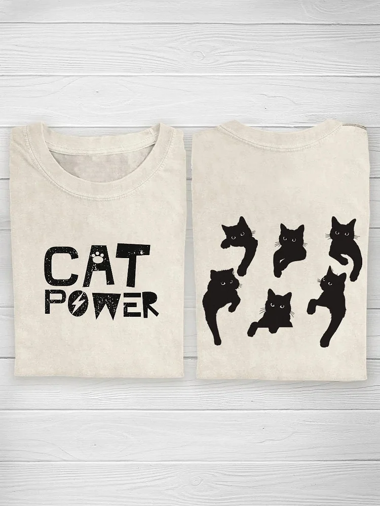 Funny Cat Print Casual | T-SHIRT
