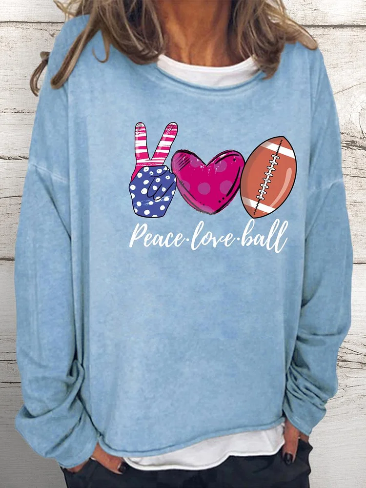 Peace love football Women Loose Sweatshirt-Annaletters