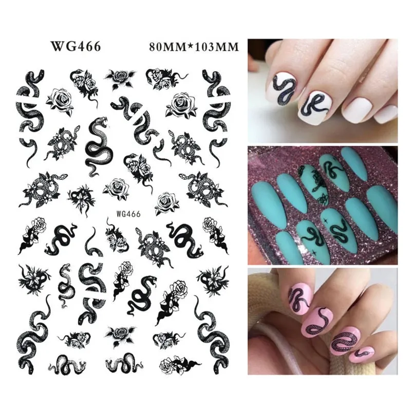 1pcs Leaf With Lines Nails Sticker Designer Fruit Nail Art 3D Decals Acrylic Designs Self Adhesive Manicure Slider Accesorioss-Nail Inspo