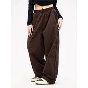 Thepearlpad Women Casual Wide Leg Cargo Pants Drawstring Solid Streetwear Elastic Waist Sweatpants Loose Y2K Joggers Hip Hop Baggy Trousers